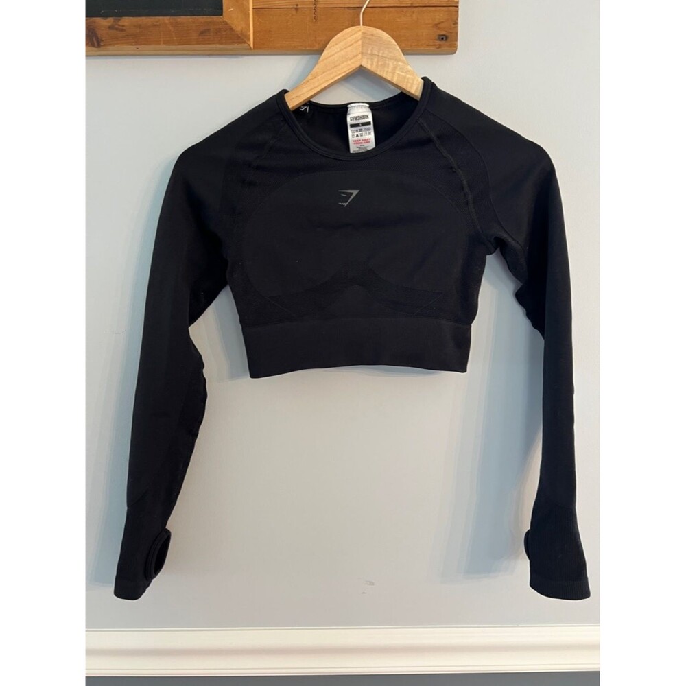 Gymshark Vital Seamless Cropped Long Sleeve Top Black S